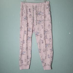 Disney Cinderella Mouse Print Girls Jogger Pants W/ Drawstring Waist sz L 11-12